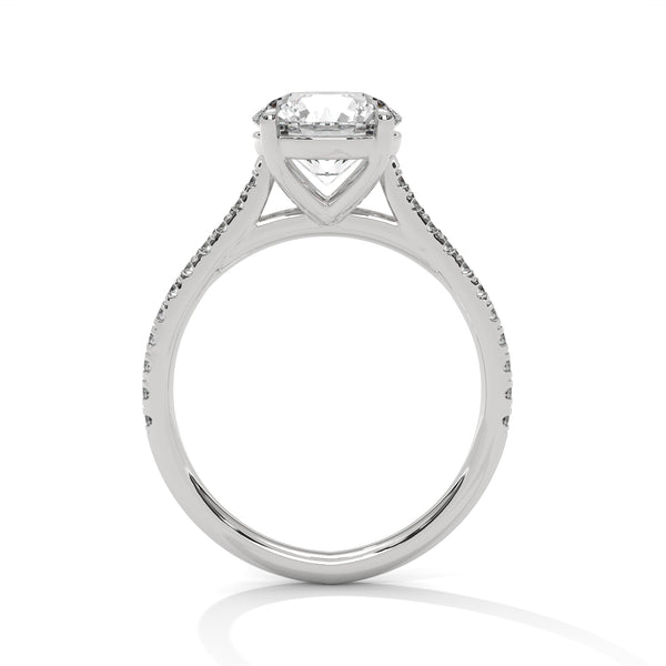 Classic Pave Engagement Ring with Round Cut Lab Grown Diamond