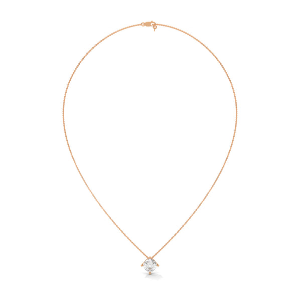 Cushion Cut Lab Grown Diamond Gold Pendant Chain