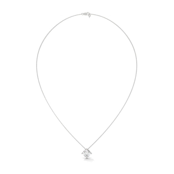 Cushion Cut Lab Grown Diamond Gold Pendant Chain