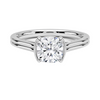 A sleek cathedral-style ring with split shoulders that elegantly lift the diamond in a graceful arc.