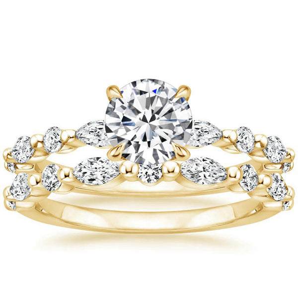 “Radiate timeless elegance with this marquise-accented diamond ring, crafted in luxurious yellow gold for a dazzling, feminine, and unforgettable statement.”