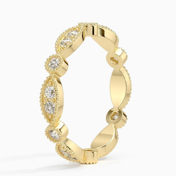 "Celebrate timeless elegance with this vintage-inspired diamond eternity ring, featuring milgrain detailing, brilliant sparkle, and exquisite craftsmanship for everyday luxury."