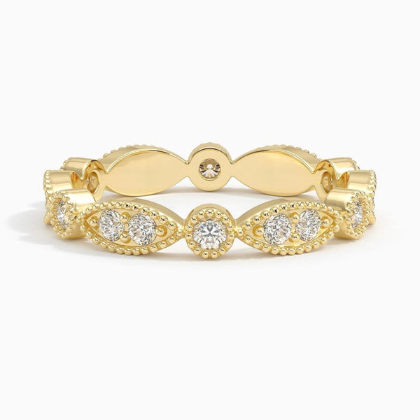 "Celebrate timeless elegance with this vintage-inspired diamond eternity ring, featuring milgrain detailing, brilliant sparkle, and exquisite craftsmanship for everyday luxury."