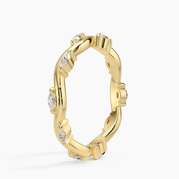 "Elevate your elegance with this marquise diamond twist band, blending luxury, brilliance, and timeless craftsmanship for unforgettable everyday and bridal style."