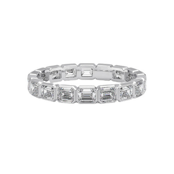 “Elevate your elegance with this emerald-cut diamond eternity ring, showcasing timeless brilliance, luxurious craftsmanship, and radiant gold sophistication for every occasion.”