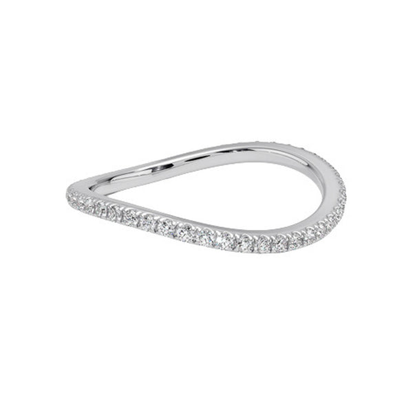“Elegant curved diamond band crafted in luxurious yellow gold, offering a perfect stackable wedding ring with timeless sparkle and modern sophistication.”