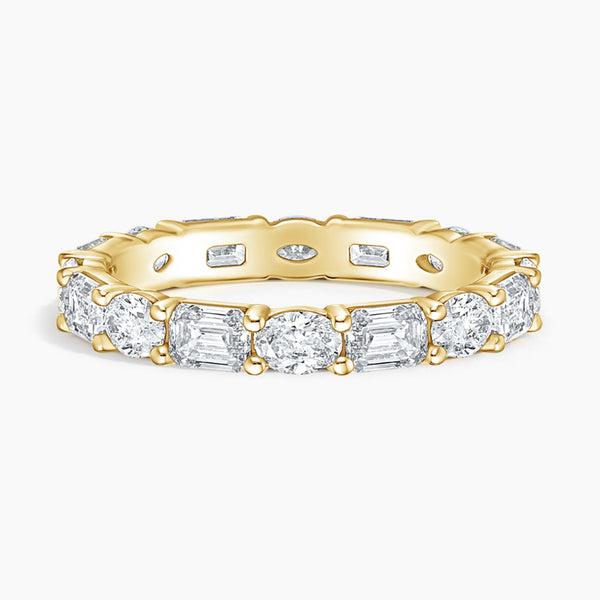 "Luxurious oval and emerald-cut diamond eternity ring crafted in radiant white gold, delivering timeless brilliance, elite craftsmanship, and unmatched elegance."