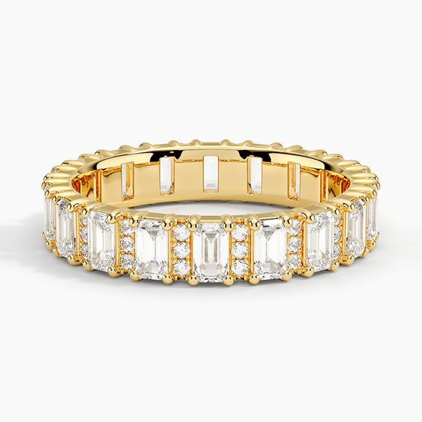 “Radiate timeless luxury with this gold emerald-cut diamond eternity ring, crafted for brilliance, elegance, and unforgettable everyday or bridal style.”