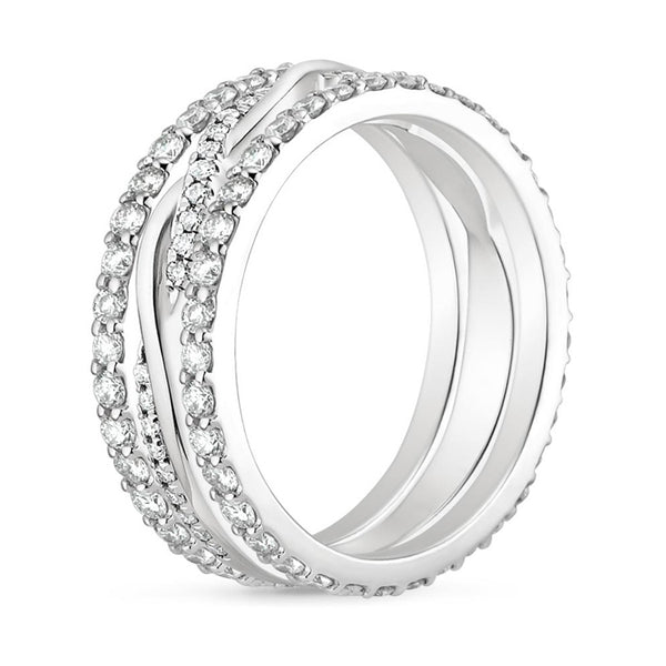 “Luxurious intertwined diamond band in radiant white gold, offering brilliant sparkle, modern elegance, and a uniquely sophisticated multi-row design.”