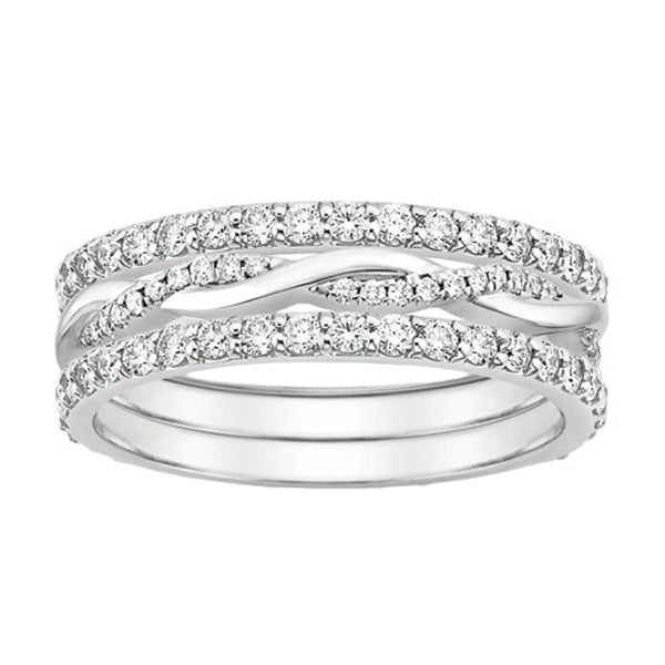 “Luxurious intertwined diamond band in radiant white gold, offering brilliant sparkle, modern elegance, and a uniquely sophisticated multi-row design.”