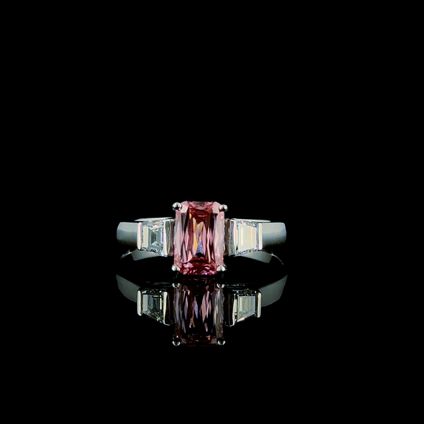 Emerald-Cut Pink Diamond Three-Stone Ring (1.5 ct. Tw.) 14kt White Gold