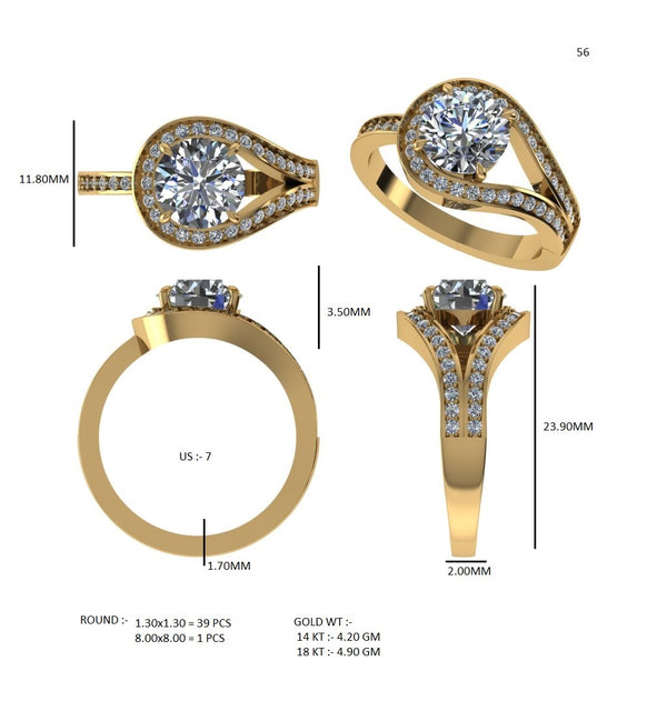 “Round-cut diamond split-halo ring in yellowgold—brilliant sparkle, unique design, andluxurious elegance crafted for bold,unforgettable love.”
