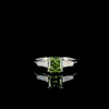 Radiant-Cut Green Diamond Three-Stone Engagement Ring with Tapered Baguette Side Diamonds (1.81 ct. tw.) 14kt White Gold