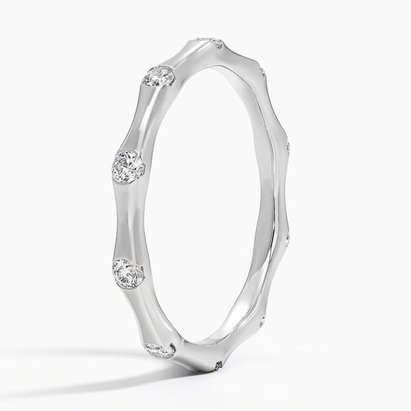 Eternal Sparkle Bamboo Diamond Band – sleek modern ring symbolizing endless love, natural elegance, daily luxury, perfect minimalist anniversary promise choice