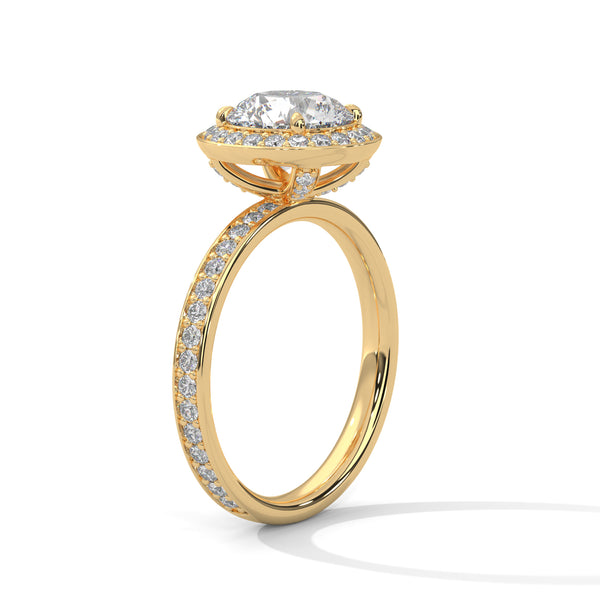 “Radiant Halo Ring—brilliant center diamond, dazzling halo sparkle, and white-gold elegance crafted to symbolize everlasting love, timeless beauty, and unforgettable moments.”