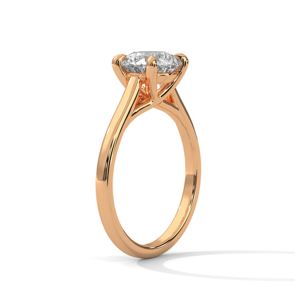 “Aurora Ring—round brilliant diamond sparkle, classic six-prong elegance, and timeless solitaire beauty crafted to symbolize enduring love, refined style, and radiant grace.”