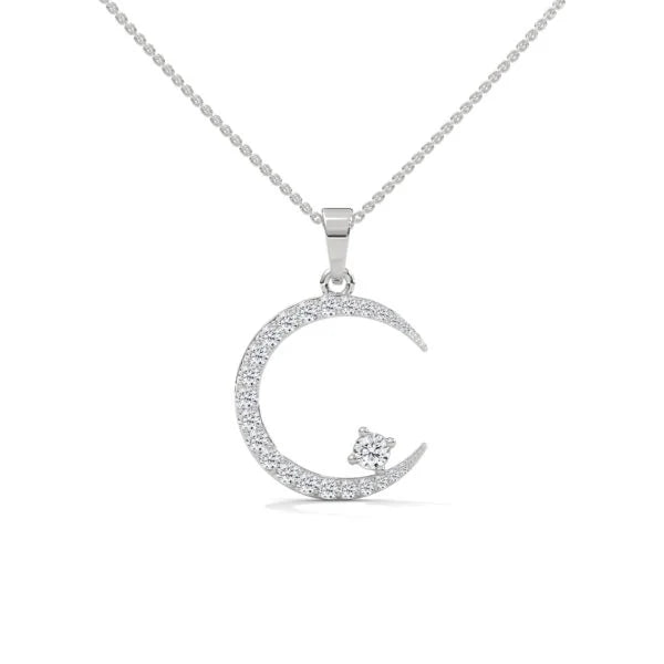 Antique Moon Cut Colorless Solitaire Lab Grown Wedding Pendant