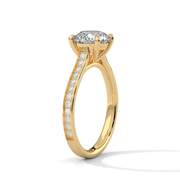 “Luna Ring—round-cut diamond brilliance, split-shank pavé elegance, and modern white-gold luxury crafted to symbolize timeless love, radiant beauty, and unforgettable moments.”