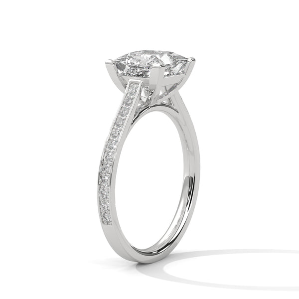“Celeste Ring—princess-cut diamond brilliance, pavé-band sparkle, and modern geometric elegance crafted to symbolize timeless love, radiant beauty, and unforgettable moments.”