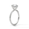 “Celeste Ring—round brilliant diamond beauty, four-prong tulip elegance, and refined pavé sparkle crafted to symbolize timeless love, radiant grace, and everlasting sophistication.”