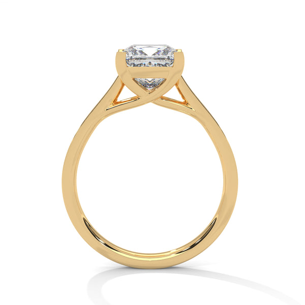 “Aria Ring—princess-cut diamond brilliance, sleek four-prong elegance, and pavé-band sparkle crafted to symbolize modern beauty, timeless love, and unforgettable moments.”