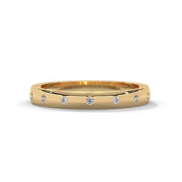 “Elegant diamond eternity band crafted in yellow gold, offering timeless sparkle, modern minimalism, and everyday luxury—perfect for weddings, stacking, and daily wear.”