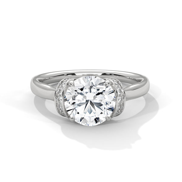 Hidden Halo Solitaire Lab Grown Diamond Gold Ring