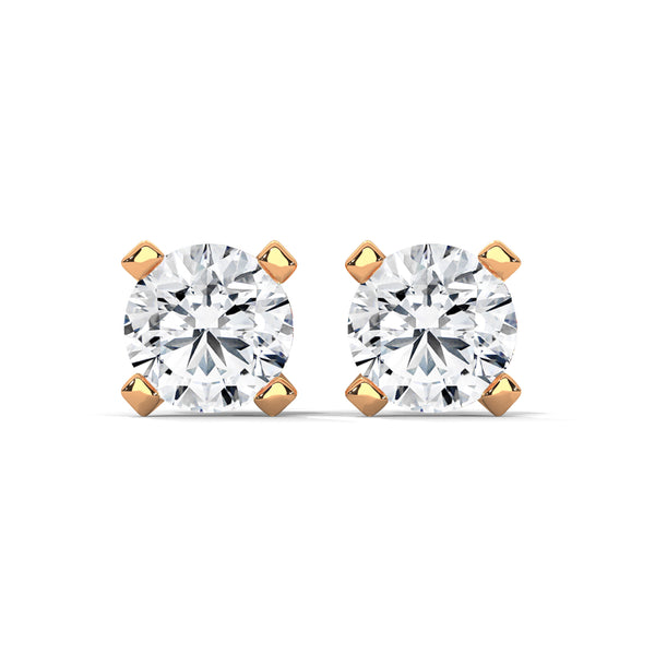 Modern Majesty: 4-Prong Lab Grown Diamond Gold Stud Earrings