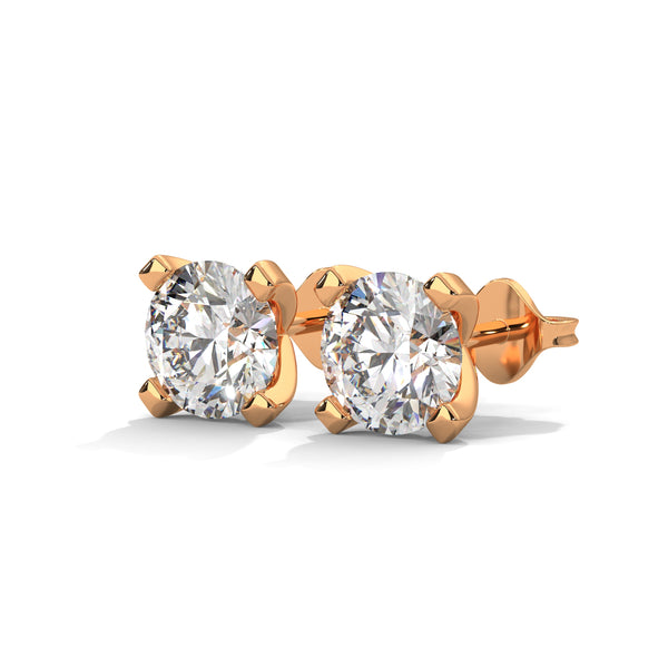 Modern Majesty: 4-Prong Lab Grown Diamond Gold Stud Earrings