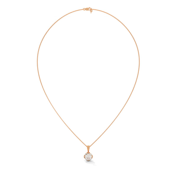 Radiant Bloom Lab Grown Round Diamond Gold Pendant Chain