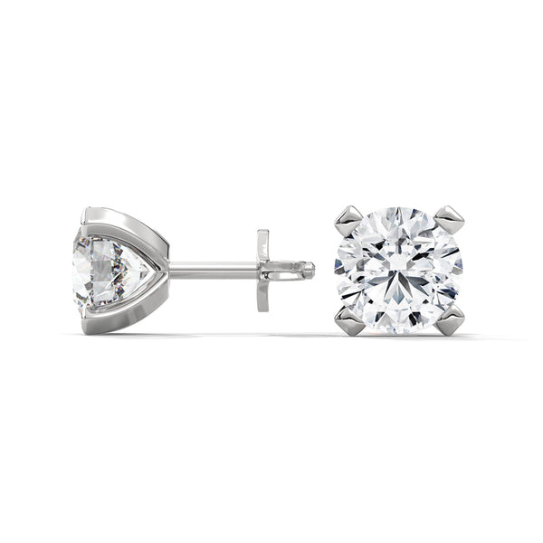Modern Majesty: 4-Prong Lab Grown Diamond Gold Stud Earrings
