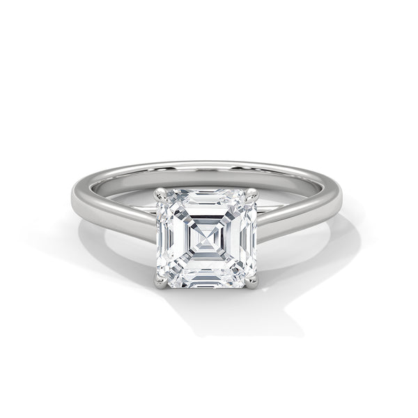 “Lumen Ring—Asscher-cut diamond brilliance, sleek minimalist solitaire elegance, and modern white-gold luxury crafted to symbolize refined beauty, timeless style, and lasting love.”