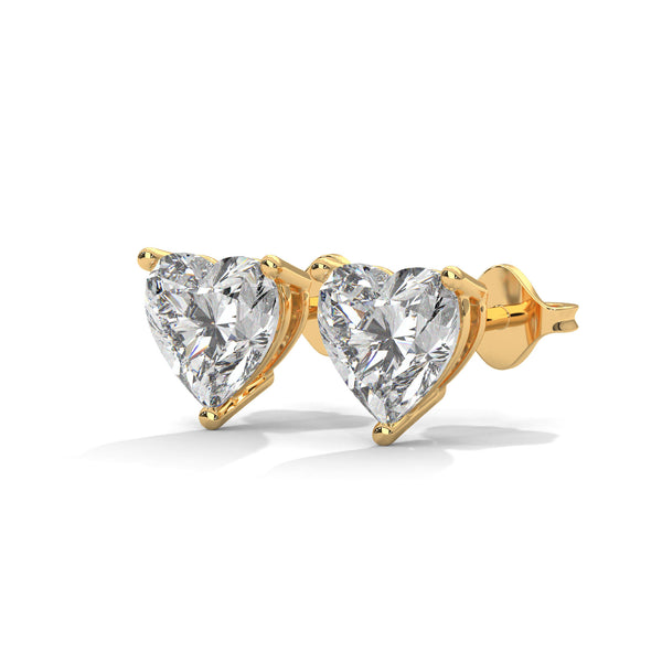 Heart-Shaped Lab Grown Diamond Gold Earrings