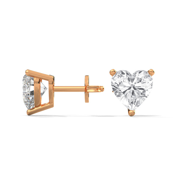 Heart-Shaped Lab Grown Diamond Gold Earrings