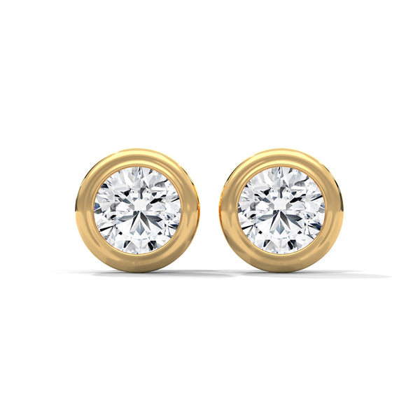 Bezel Set Lab Grown Diamond Gold Stud Earrings