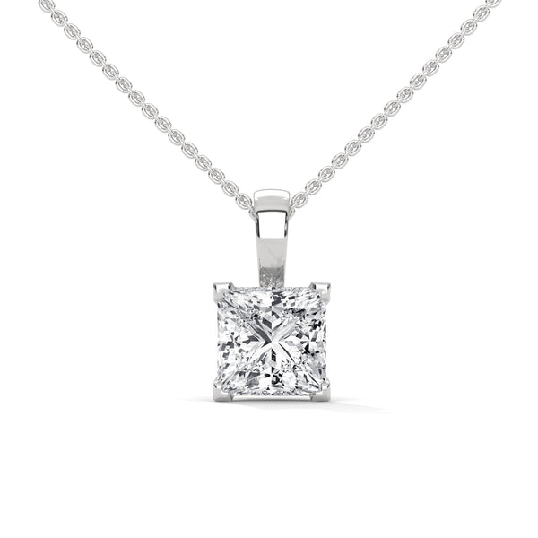Princess Cut Lab Grown Diamond Gold Pendant Chain