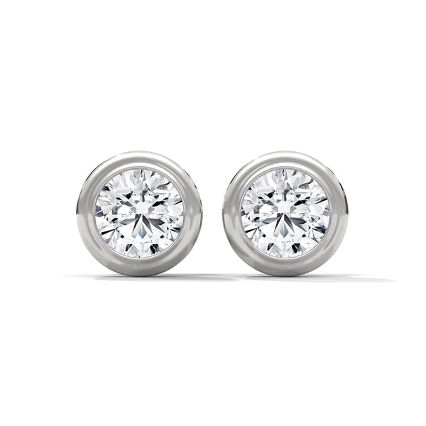 Bezel Set Lab Grown Diamond Gold Stud Earrings