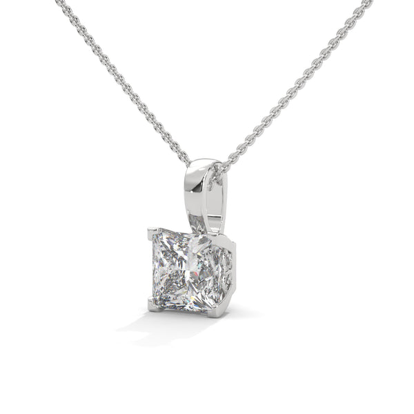 Princess Cut Lab Grown Diamond Gold Pendant Chain