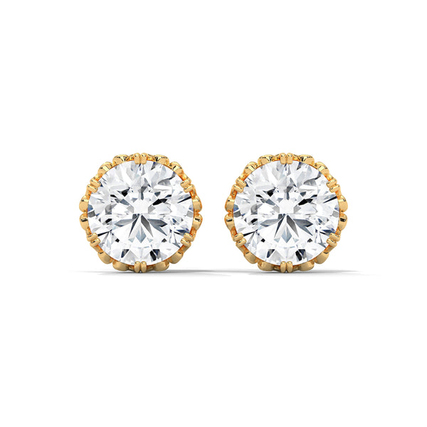 Vintage Filigree Lab Grown Diamond Gold Earrings