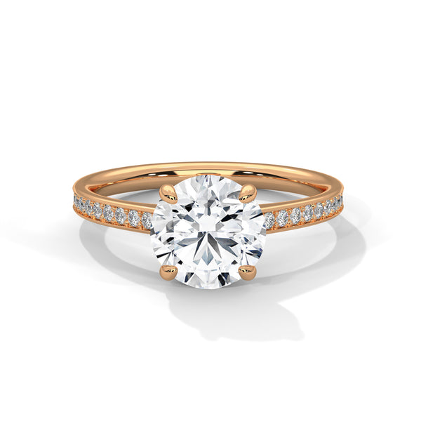 Round Cut Pave Lab Grown Diamond Gold Ring