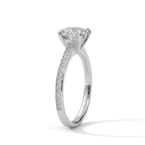 Round Cut Pave Lab Grown Diamond Gold Ring
