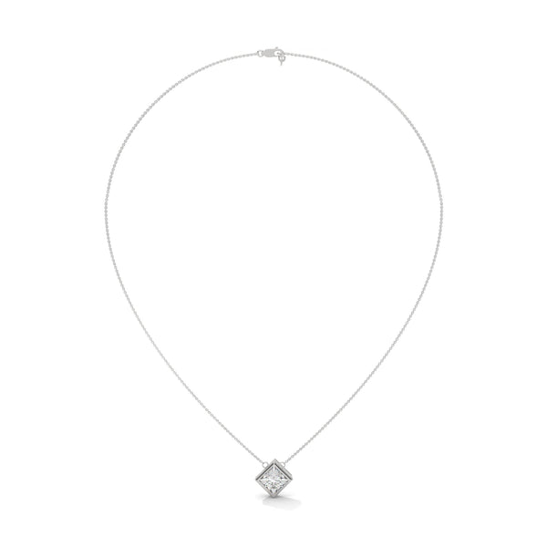 Modern Grace Princess Cut Lab Grown Diamond Gold Pendant Chain