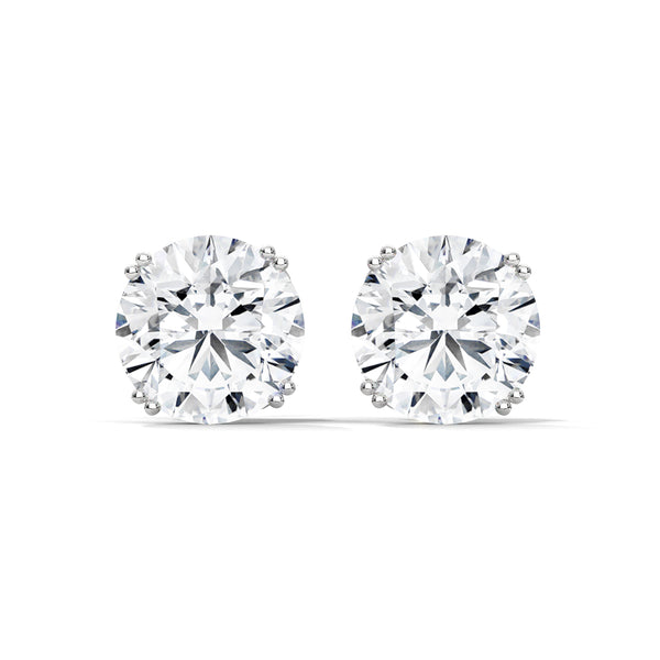 Six-Prong Lab Grown Round Diamond Gold Stud Earrings