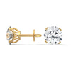 Six-Prong Lab Grown Round Diamond Gold Stud Earrings