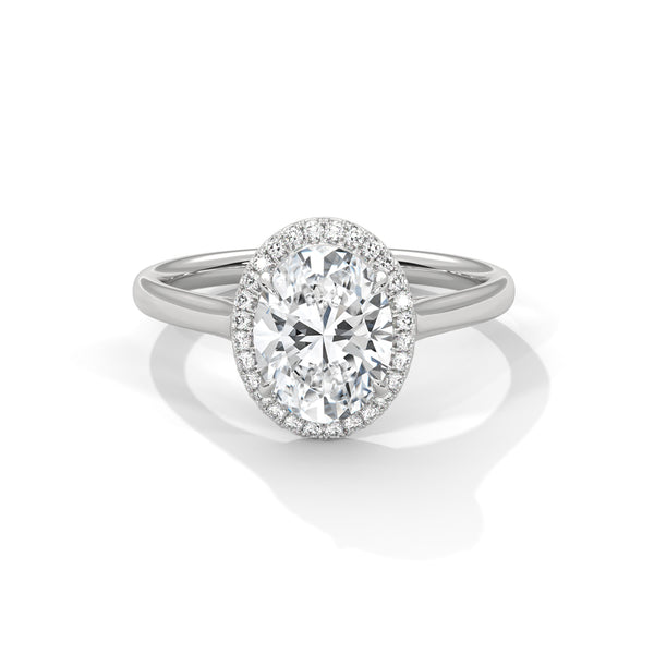 Oval Cut with Classic Halo Setting Lab Grown Diamond Gold Ring