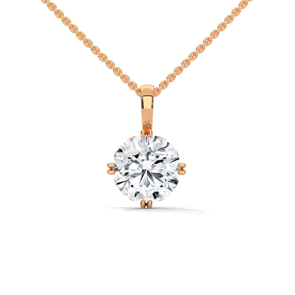 Eternal Brilliance Round Lab Grown Diamond Gold Pendant Chain