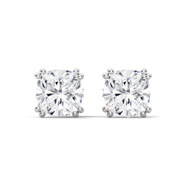 Cushion Cut Lab Grown Diamond Gold Stud Earrings