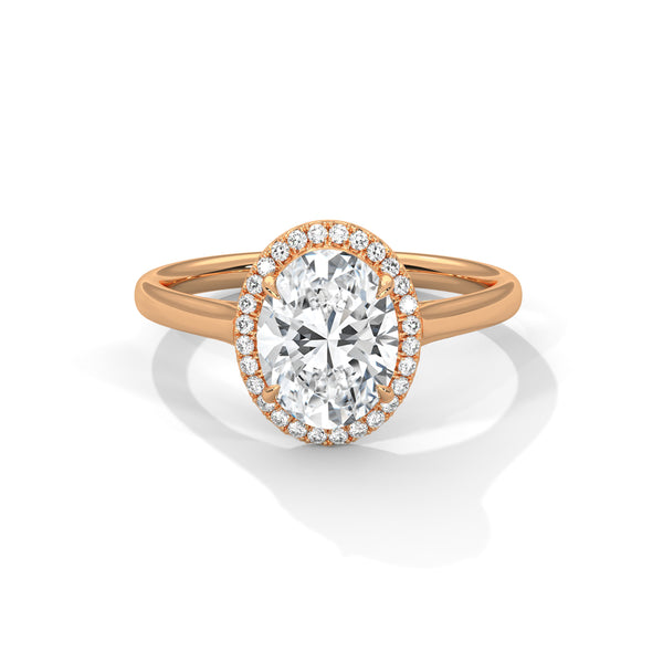 Oval Cut with Classic Halo Setting Lab Grown Diamond Gold Ring