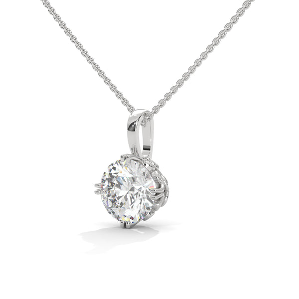 Eternal Brilliance Round Lab Grown Diamond Gold Pendant Chain