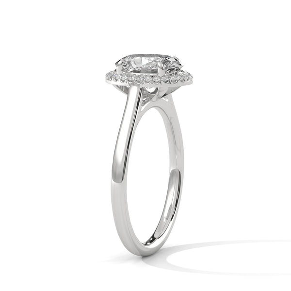 Oval Cut with Classic Halo Setting Lab Grown Diamond Gold Ring